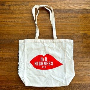 Cream Large Canvas Logo Tote Bag